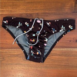 Jolyn Black Camping/Outdoors Pattern Bikini Bottoms